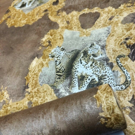 tijger behang betonlook klassiek kronen goud dieren