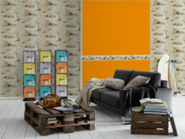 Oranje behang vlies 35870-1