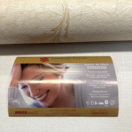 EXCLUSIEF ITALIAANS VINYL BEHANG - creme bloemen