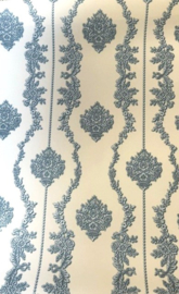 blauw wit behang klassiek glim