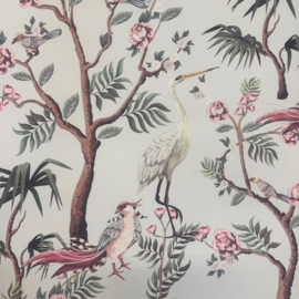 Vlies Behang 102106 Vogels – Mussen Kraanvogels – Linnenstructuur – Modern Natuurdesign