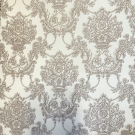 Ornamenten behang beige wit 3D effect barok glim