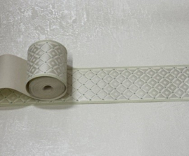 Groene trendy ruitjes behangrand glans 7,8 cm – 5 meter lang