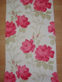 rood bloemen vinyl behang fd14914