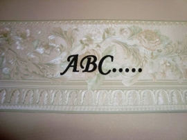 creme groen bloemen  behangrand