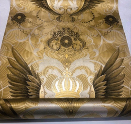 Exclusief GLOOCKLER Behang 54453 – Luxe Ornamenten en Kronen in Goud & Zwart