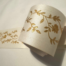 smal behang rand wit goud sierlijke bloemen