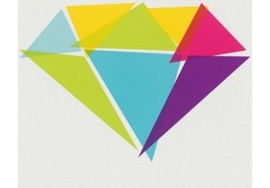 Retro behang Lars Contzen Behang Misfit Diamonds Cremewit, Lila, Telemagnenta, Appelgroen, Rijpgeel