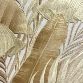 Goud vliesbehang blad natuur glitter Jungle AA100202