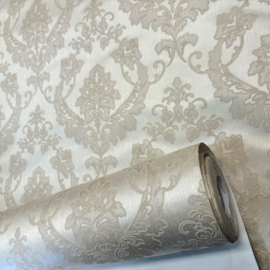 velours barok behang licht goud zandkleur fluweel structuur