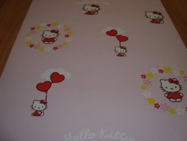 meisjes rood geel wit hello kitty behang