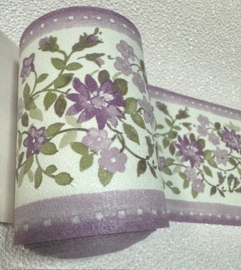 lila paars behangrand petit fleur bloementjes