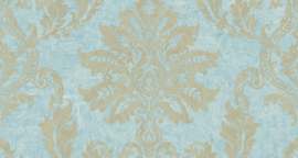 BAROK BEHANG PERSIAN DAMASK BLAUW GOUD XXX58