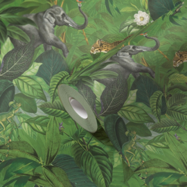 Jungle Dierenbehang met Apen, Olifanten en Tropische Sferen 38724-1