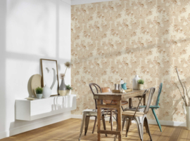 Bloemen behang beige goud 34075-4