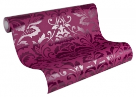2554-33  Design Vlies behang FLOCK Barok Ornament lila violett