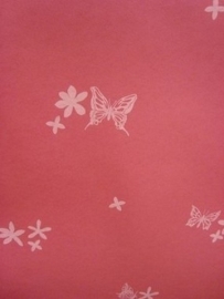 roze vlinders behang opruiming 02