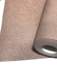 Glitterbehang zandkleur Landelijk oud roze / met goude glitters