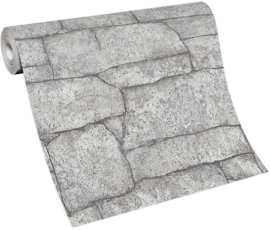 Baksteen & Steen behang 10297-14 | Grijs met diepte effect