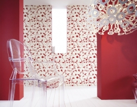 rood wit bloemen behang 6236-21