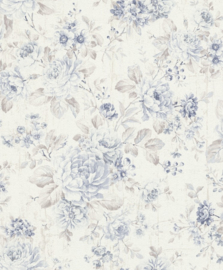 blauw bloemen behang 516012