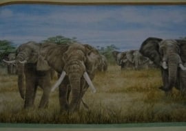 groen blauw olifanten dieren behangrand 23