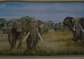 groen blauw olifanten dieren behangrand 23