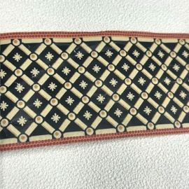 retro behangrand zwart beige rood