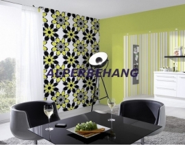 zwart lime retro bloemen behaang 85