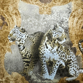 tijger behang betonlook klassiek kronen goud dieren