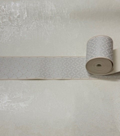 Off-white ruitjes behangrand glans 7,8 cm – 5 meter lang