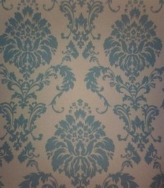 barok behang blauw creme trendy 