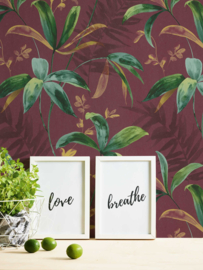 Behang tropical bloemen planten vogel 37704-3