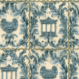 blauw barok behang metalic 34086-3