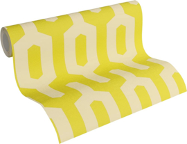 streepjes behang geel/groen 34124-4