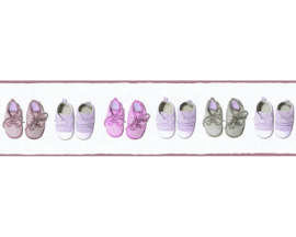 roze baby schoentjes behangrand 35864-1