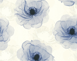 Blauw bloemen behang 34274-1