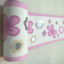 meisjes behangrand rose bloemen retro