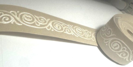 Behangrand Satijn Look Beige/Wit – 2,8 cm x 5 m