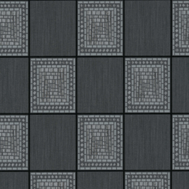 Zwart grijs glitter behang ruiten  9348-92