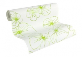 retro bloemen behang groen wit 955231 95523-1