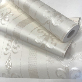 Diamanten behang wit glim Satijn Hermitage