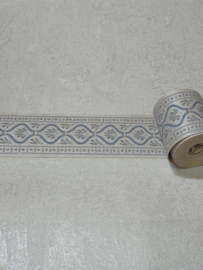 Blauw wit klassieke behangrand met ornamenten 6 cm – 5 meter lang