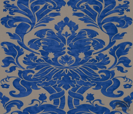 Blauw barok behang vlies 546415