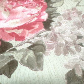 Bloemen behang roze 34148-3 rozen bladeren