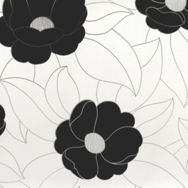 Marburg vliesbehang zwart bloemen behang  54524