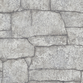 Baksteen & Steen behang 10297-14 | Grijs met diepte effect