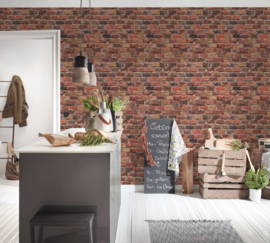 Rood bruin Steen Behang 3d 38814-1