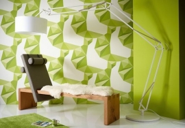 Retro vlies groen Behang Origami xx1