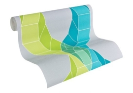Retro Patroonbehang Lars Contzen Behang Flowing Grids Zuiverwit